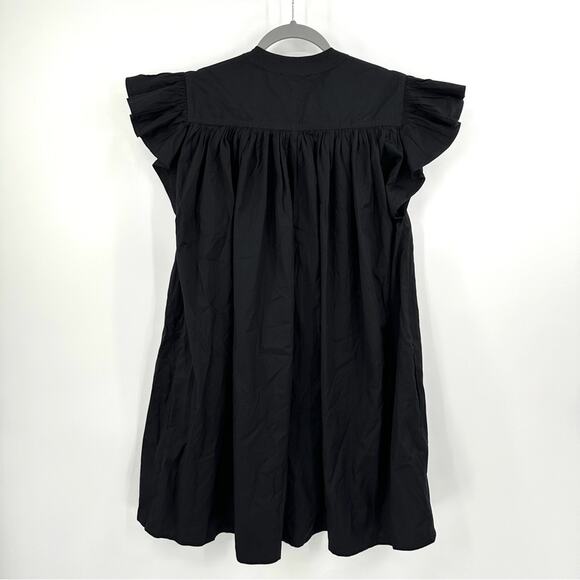 Madewell Flutter Sleeve Button-Front Mini Dress in Poplin in black Size XS - Picture 9 of 10